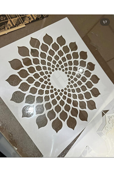 Mandalart Fabric Mantra Büyük Boy Duvar Şablonları, 0,35 mm Kalın Malzeme, Alçı ve Boyaya Uygulanabilir