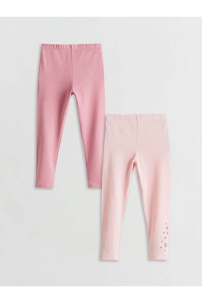 LC Waikiki Lcw Kids Pink Girls' Leggings with Elastic Waist 2 Pcs