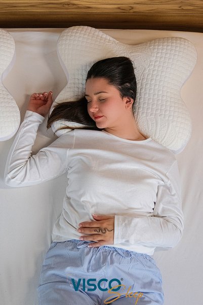 visco sleep Butterfly Orthopedic Visco Pillow 45X50X15 cm Size Multi-Purpose
