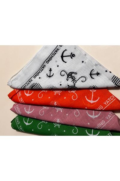 brako tekstil Bandană cu tematică nautică - Bandă pentru cap cu model ancoră și cârmă (1 bucată)