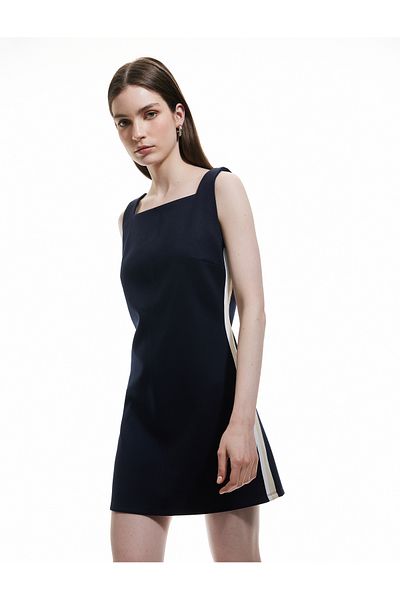 Koton Μίνι φόρεμα από βισκόζη Slim Fit Αμάνικο τετράγωνο λαιμό