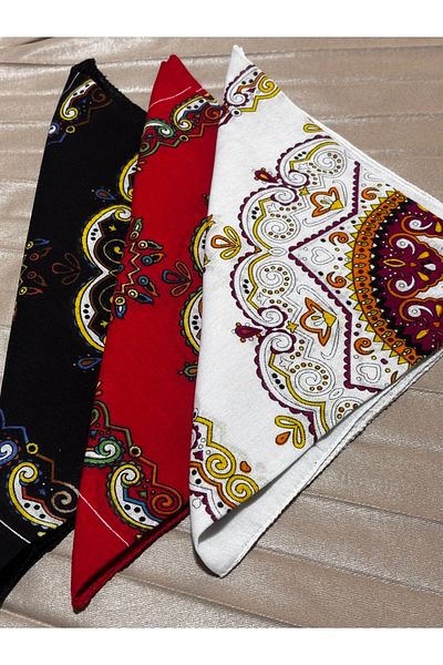 brako tekstil باندانا منقوشة - إكسسوار رأس وحقيبة عرقي متعدد الألوان (قطعة واحدة)