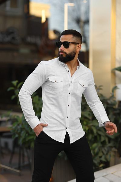 blackpanther Linen Pocket Slim Fit Licraless Shirt