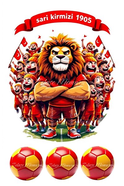 telaşe memuru Sarı Kırmızı Pasta Süsü - Pasta Resmi ve Baskısı Pasta Süsü - D...