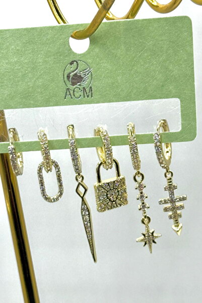 DEMOKAN أقراط نسائية أقراط نسائية مستوردة سلسلة زركون كاملة مستوردة من 6 قطع ...