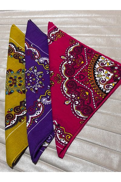 brako tekstil Patterned Bandana - Ethnic Multicolored Head and Bag Accessory (1 Piece)