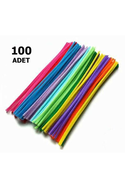 Hobialem 100 Adet, Renkli Şönil, Tüylü Tel, 30 Cm, Eğitici Şönil Seti, Peluş Tel