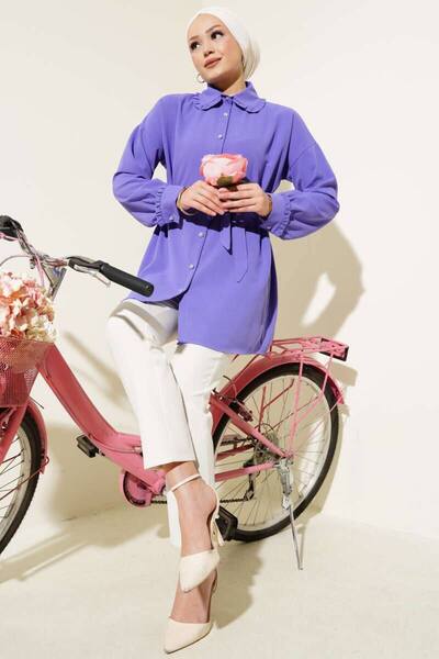 Afili butik سترة بأزرار وياقة على شكل فيونكة