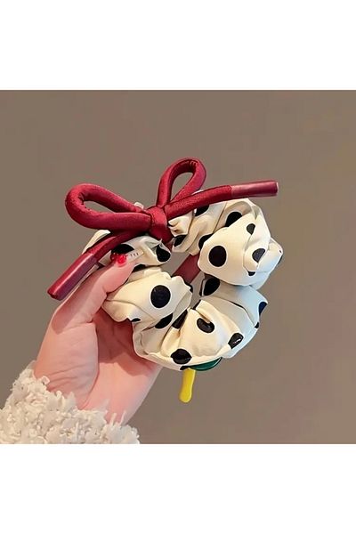 Accessories Vanilla Avenue Bohemian Giant Satin French Polka Dot Cute Colorful Scrunchies Women's Hair Clip