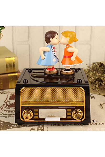Wolawood Romantik Öpüşen Çift Kurmalı Müzik Kutusu – Nostaljik Aşk Temalı Sev...