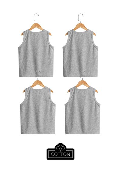 ROSAMİNA Boy's Cotton Gray 4-Piece Undershirt