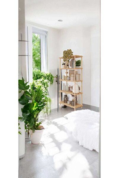 HESA 5 Katli Banyo rafi Atlantik çam desenli ahşap ayaklı kendinkur-çevirkur