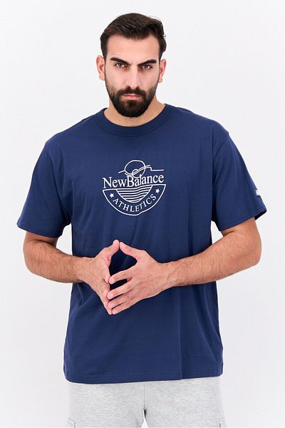 New Balance Men Relaxed Fit Short Sleeve Outdoor T-shirts, Navy