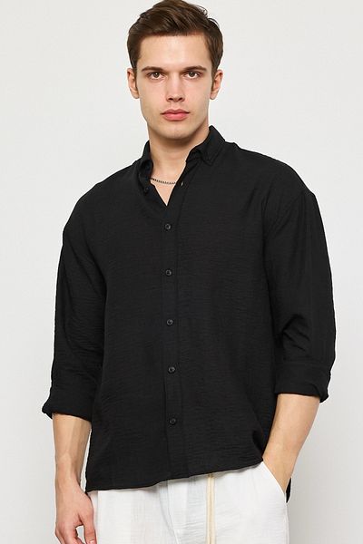 MADZEYMODA Премиум мъжка черна риза LS-19832