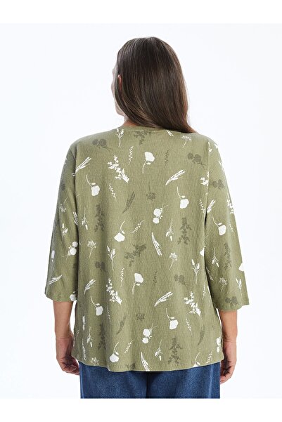 LC Waikiki LCW Grace YEŞİL V Yaka Desenli Kadın Bluz