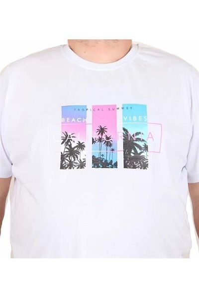 Starbattal Men's Oversize Crew Neck T-Shirt California 25145 White