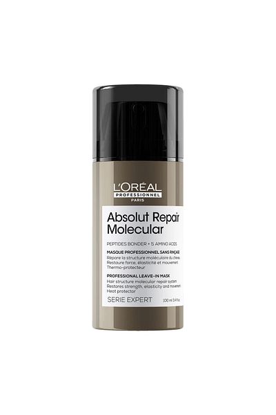 L'oreal Professionnel قناع ابسولوت ريبير موليكيولر يترك على الشعر الشعر التالف، 100 ملل