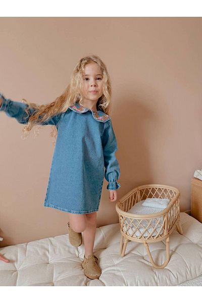 YİGİT BUTİK Yigit Boutique Τζιν Υφασμάτινο Κοριτσίστικο Φόρεμα