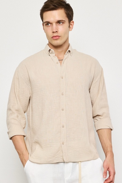 MADZEYMODA Premium Men's Beige Shirt Ls-19832