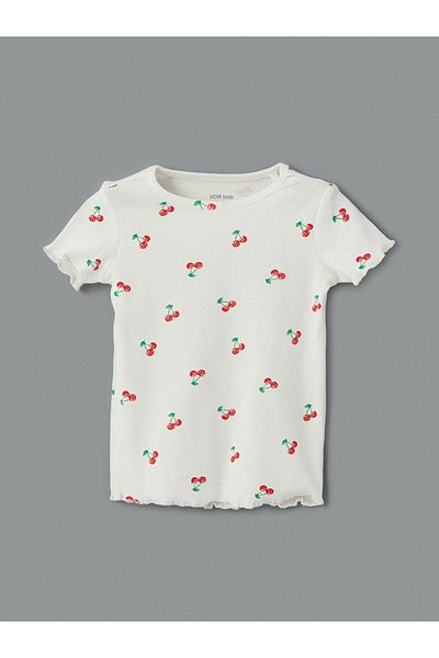 LC Waikiki Lcw Baby Cherry Printed Baby Girl Shorts Pajama Set