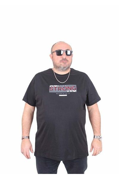 Starbattal Ανδρικό μπλουζάκι με λαιμόκοψη σε μεγάλο μέγεθος Strong 25167 ŞOKAY
