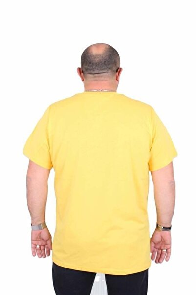 Starbattal Men's Plus Size Crew Neck T-Shirt Lets Go 25161 Yellow