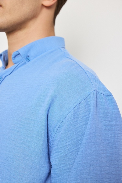 MADZEYMODA Синя сорочка преміум-класу для чоловіків LS-19832