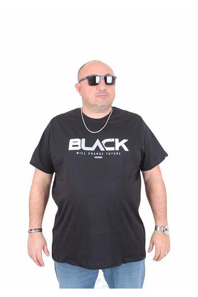 Starbattal Ανδρικό T-Shirt με λαιμόκοψη σε μεγάλο μέγεθος μαύρο 25176 ΜΑΥΡΟ