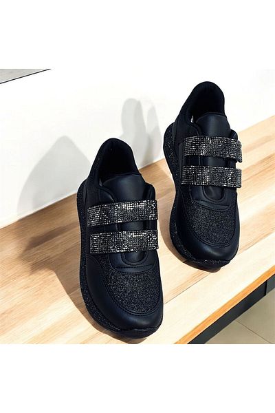 KAFKASLAR AYAKKABI PANTOFI SPORT ORTOPEDICI SPORT ORTOPEDICI CU STRASURI SILVER PLAIN ALB ȘI NEGRU