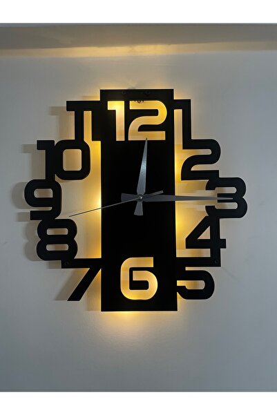GünceDekor Büyük Sayılı Modern Ledli Sessiz Saat Mekanizmalı
