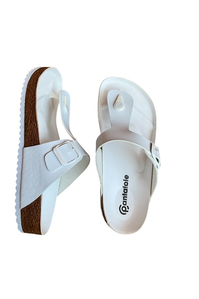 COMFORT OF PANTOFOLE λευκές παντόφλες unisex σόλα από φελλό