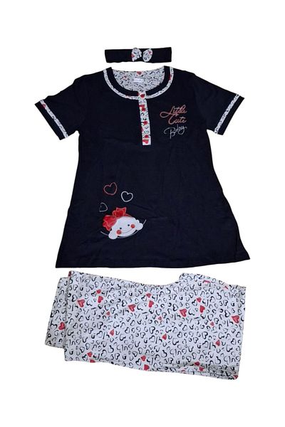 FLZ Short Sleeve Cotton-Modal Maternity Pajamas Set Dark Blue