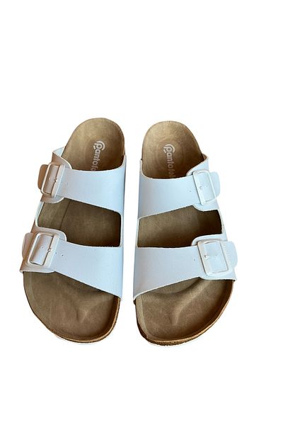 COMFORT OF PANTOFOLE CORK SOLE WHITE SLIPPERS