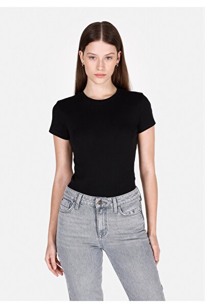 Colin's Slim Fit στρογγυλή λαιμόκοψη μασίφ γυναικείο μαύρο κοντομάνικο μπλουζάκι