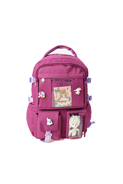 QUOVO Kawaii Kore Tarzı Full Aksesuarlı Ortopedik Yerli Günlük Okul Sırt Çantası