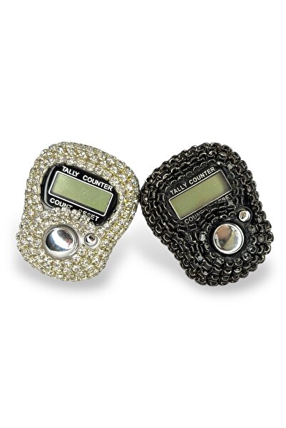 Loggia Siyah Ve Gümüş Taşlı Lüks Hediyelik Zikirmatik Dijital Tesbihmatik Çey...