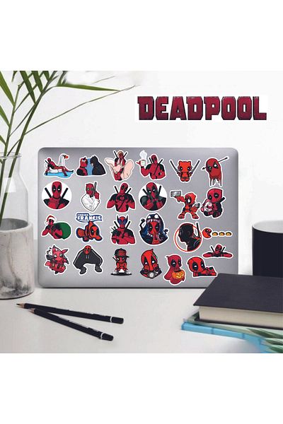 hediyenebak مجموعة ملصقات Deadpool - ملصق للكمبيوتر المحمول والكمبيوتر اللوحي والكمبيوتر اللوحي والكمبيوتر المحمول