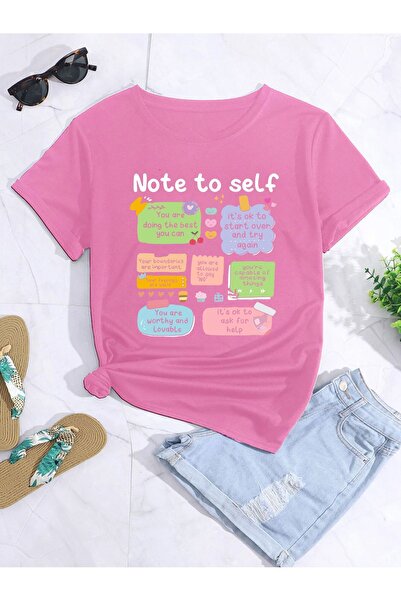 AZIZI TEKSTIL Υπερμεγέθες μπλουζάκι με στάμπα NOTE TO SELF