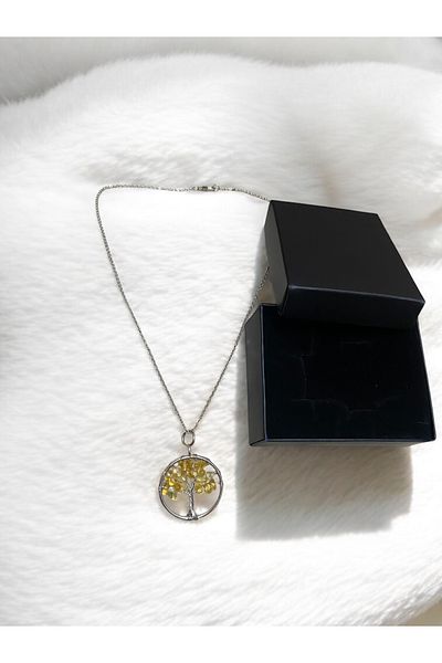 Efulim Hediyelik Agate Tree of Life Necklace-Sent with Box. (Can Show Box Colors Difference)