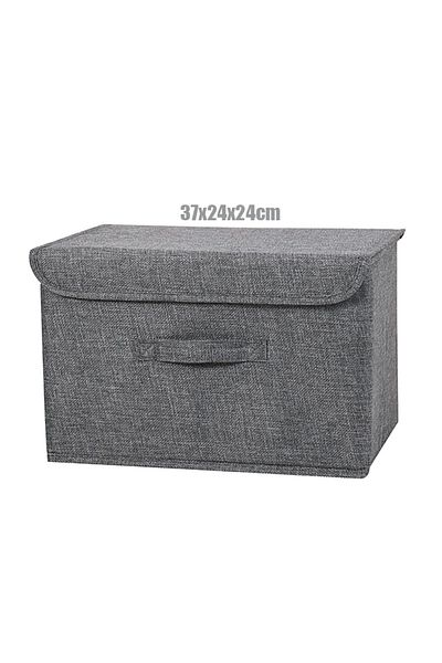 Choice 37x24x24cm Washable Cotton Linen Fabric Folding Cd Storage Box Foldable Bins Toys Organizer With Lid