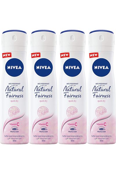 NIVEA بخاخ مضاد للتعرق من Natural Fairness للنساء 150 مل × 4
