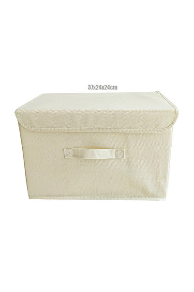 Choice 37X24X24CM Washable Cotton Linen Fabric Folding CD Storage Box Foldable Bins Toys Organizer With Lid