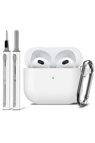 Choice airpods 3 white AirPods Pro Case Cover with Cleaner Kit,Soft Silicone Protective Case for Apple AirP
