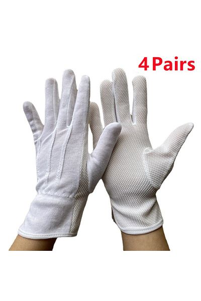 Choice One Size White Dots 4pairs 4pairs White Cotton Gloves Non-slip Gripper Dots Gloves With Elastic Cuff
