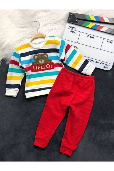 PİNPON Striped Sunflower Cotton Combed Baby Set