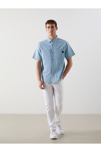 LC Waikiki Jeans Indigo Comfortable Fit Short Sleeve Men's Jean Shirt