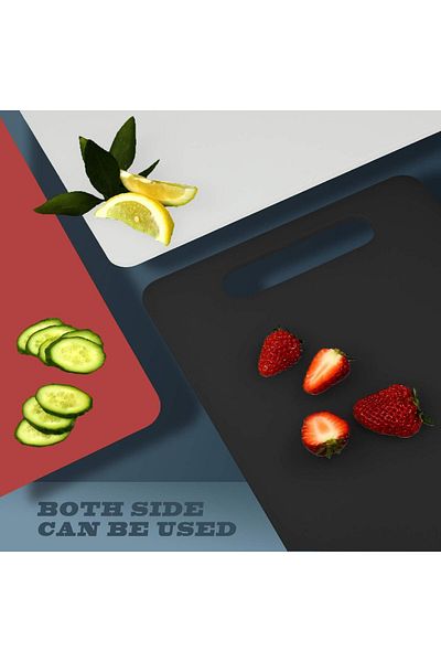 COOYA Plastic Utility Cutting Board with Handles, Food Safe PP Material, BPA Free, Dishwasher Safe(Red)