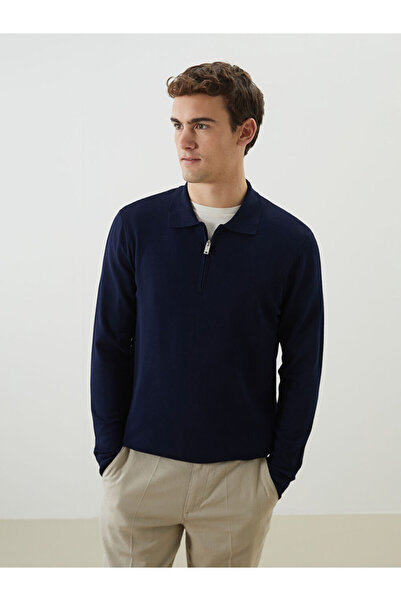 LC Waikiki Rmz Gi̇yi̇m Farkiyla Devrik Roba Collar Men's Knitwear Sweater
