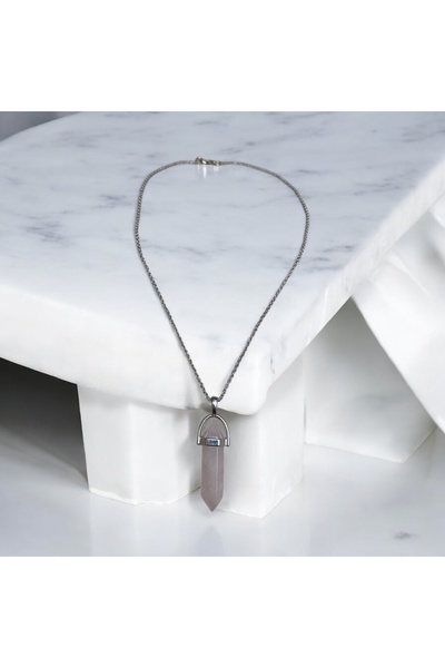 Efulim Hediyelik قلادة من الكوارتز الوردي - (تُشحن مع الصندوق)