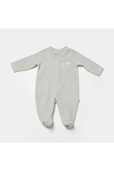 Bibaby Biorganic Waffle Smile Baby Jumpsuit 60743 Mint